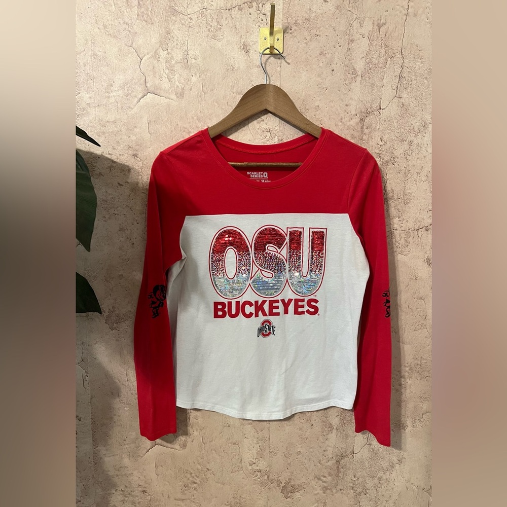 Justice Red and White OSU Buckeyes Long Sleeve Tee